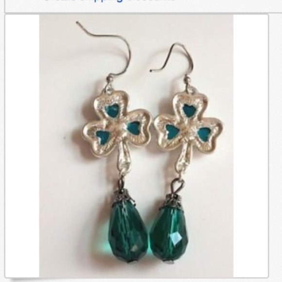 Silver Irish Shamrock Earrings Celtic St. Patricks Day Ireland Dangle Plated - Picture 5 of 10